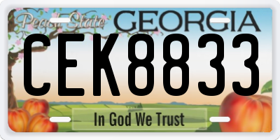 GA license plate CEK8833