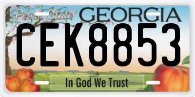 GA license plate CEK8853
