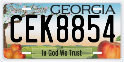 GA license plate CEK8854