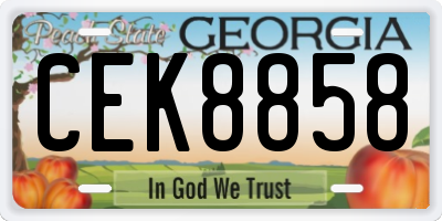 GA license plate CEK8858