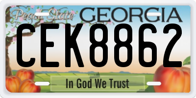 GA license plate CEK8862