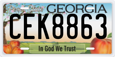 GA license plate CEK8863