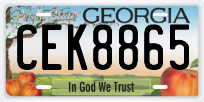 GA license plate CEK8865