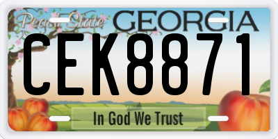 GA license plate CEK8871