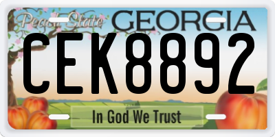 GA license plate CEK8892