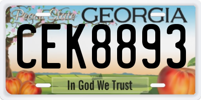 GA license plate CEK8893