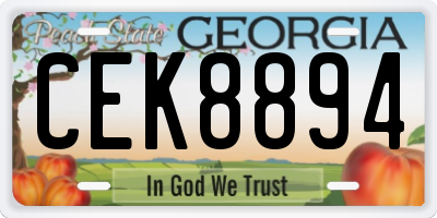 GA license plate CEK8894