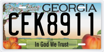 GA license plate CEK8911