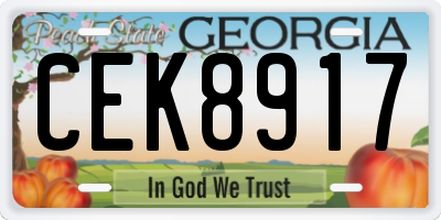 GA license plate CEK8917
