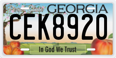 GA license plate CEK8920
