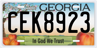 GA license plate CEK8923
