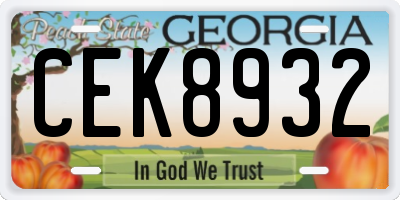 GA license plate CEK8932