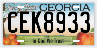 GA license plate CEK8933