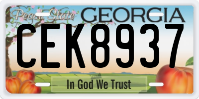 GA license plate CEK8937