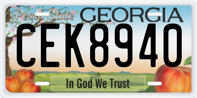 GA license plate CEK8940