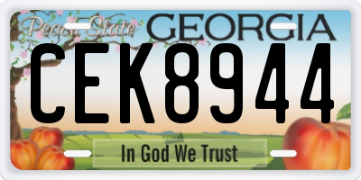 GA license plate CEK8944
