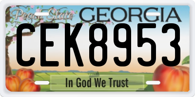 GA license plate CEK8953