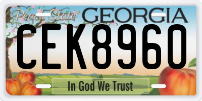 GA license plate CEK8960