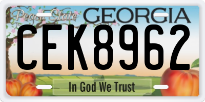 GA license plate CEK8962