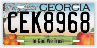 GA license plate CEK8968