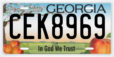 GA license plate CEK8969