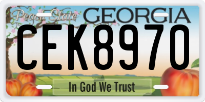 GA license plate CEK8970