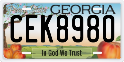 GA license plate CEK8980