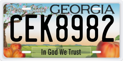 GA license plate CEK8982