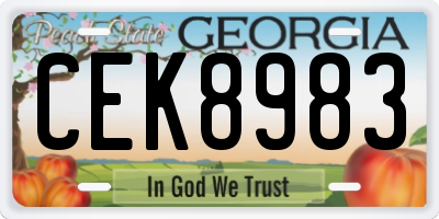 GA license plate CEK8983
