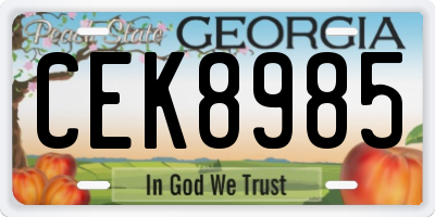GA license plate CEK8985