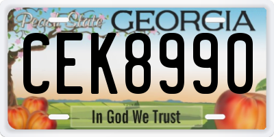 GA license plate CEK8990