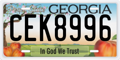 GA license plate CEK8996