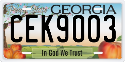 GA license plate CEK9003