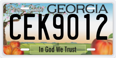 GA license plate CEK9012