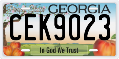 GA license plate CEK9023