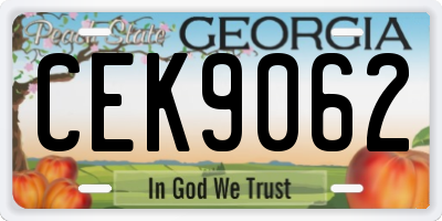 GA license plate CEK9062