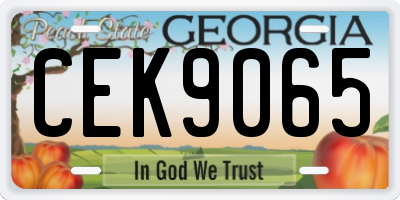 GA license plate CEK9065
