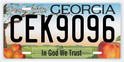 GA license plate CEK9096