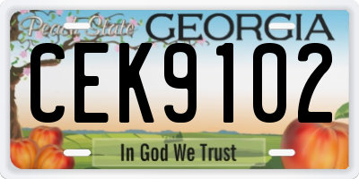 GA license plate CEK9102