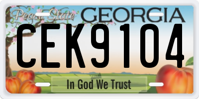GA license plate CEK9104
