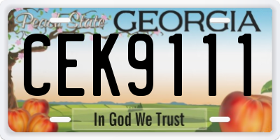 GA license plate CEK9111