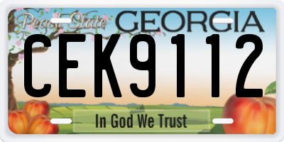 GA license plate CEK9112