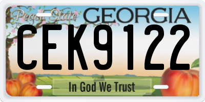 GA license plate CEK9122