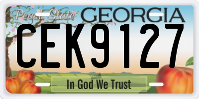 GA license plate CEK9127