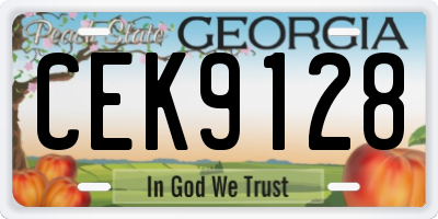 GA license plate CEK9128