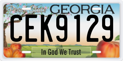 GA license plate CEK9129