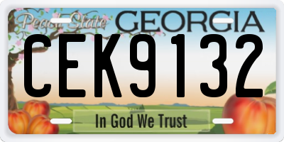 GA license plate CEK9132