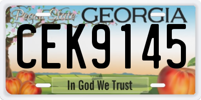 GA license plate CEK9145