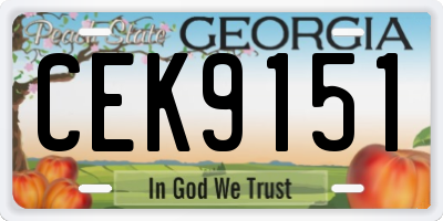 GA license plate CEK9151