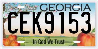 GA license plate CEK9153